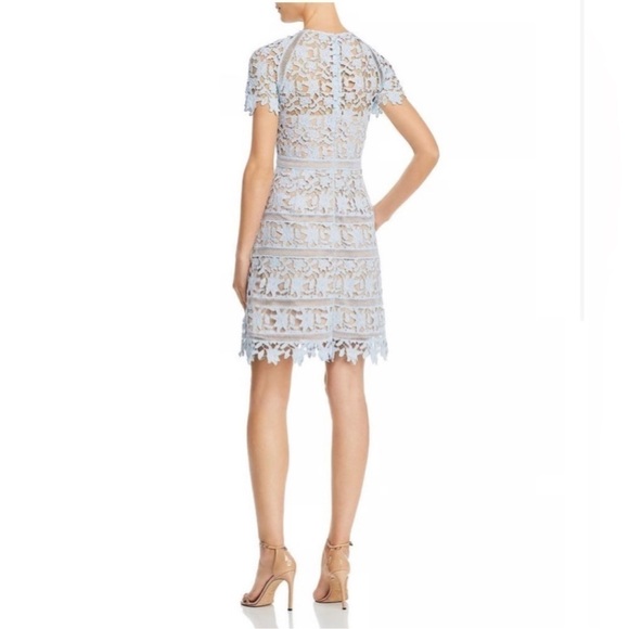 ELIZA J Floral Guipure-Lace Light Blue Short Sleeve Mini Dress sz 0P - Picture 4 of 12